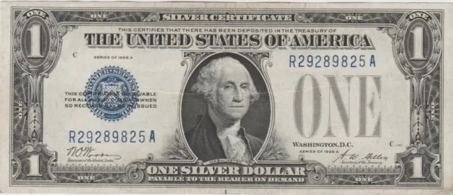 CU 1928-A $1 Dollar Funny Back Silver Certificate Note R 92899825 A