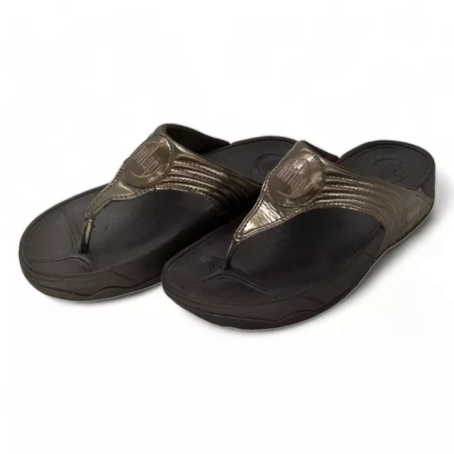 Fitflop Women Shoe Walkstar 3 Gold Toning Thong Sandal Flip Flop Size 10