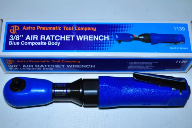 Astro Pneumatic 3/8" Air Ratchet Wrench with Blue Rubber Sleeve 50 Ft lbs AP1139