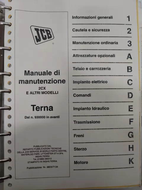 JCB Manuale D Officina  Manuale Di Manutenzione 2CX Terna