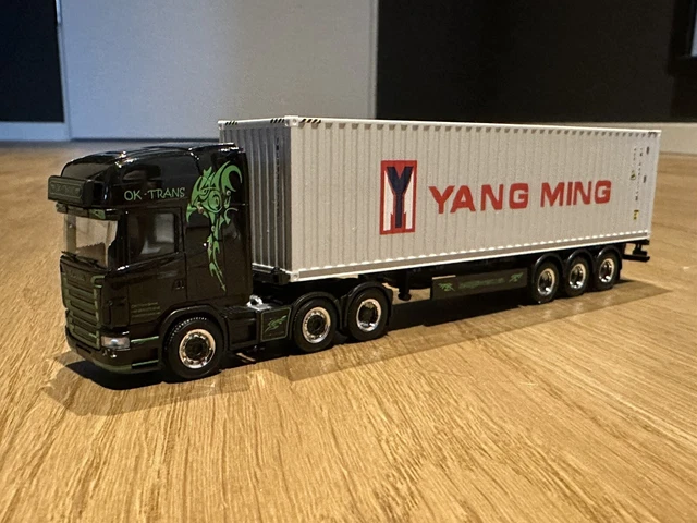 HERPA 3A SCANIA R04 R500 V8 Topline 40‘HC Container „OK-Trans / YANG ...