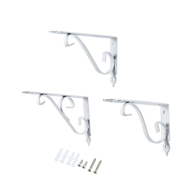 Shelf Bracket, Heavy-Duty Floral L Brackets Right Angle Bracket Support White