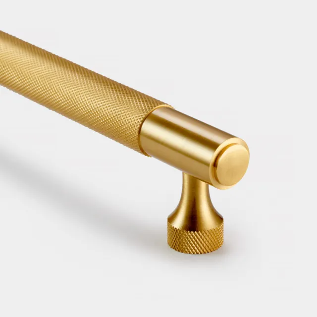 Solid Brass Gold, Gunmetal Grey and Silver Knurled Door And Drawer Bar Handles