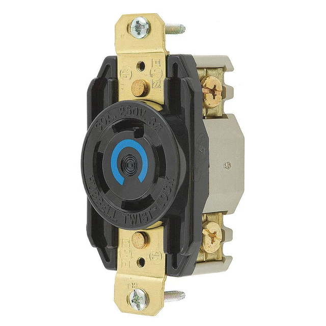 HUBBELL HBL2720 Locking Receptacle,Industrial,30,Black