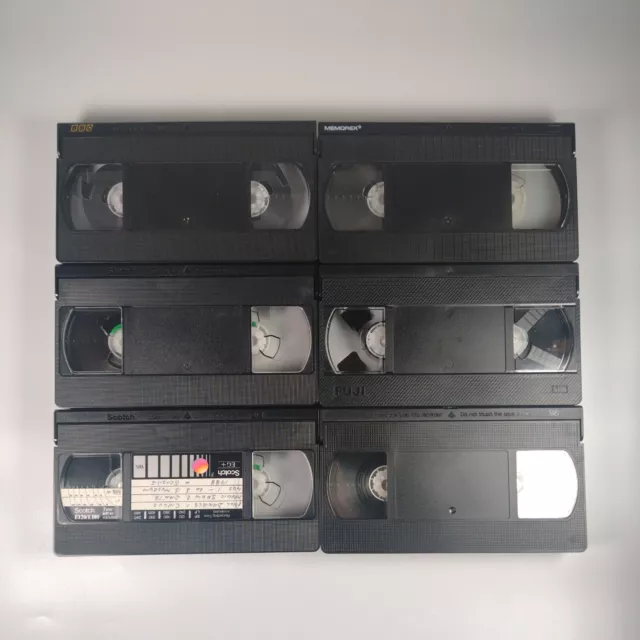 6 x E180 recordable VHS video cassettes - NO CASES - Used blank tapes