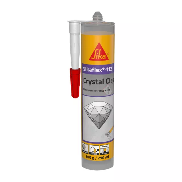 Sikaflex-112 Crystal Clear Mastic-colle multi-usages transparent maintien imm...