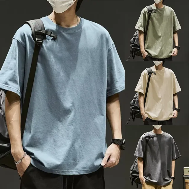 T-shirt uomo casual hip hop cappuccio crew base t-shirt oversize sciolta