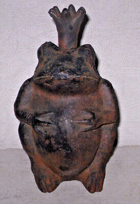VTG Cast Iron Frog Crown Prince Garden Figure/Doorstop Primitive Old Aged Patina