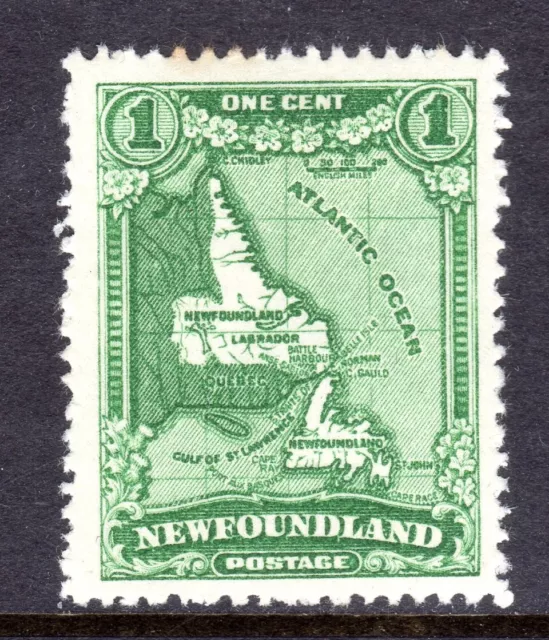 Newfoundland Scott #163 VF Unused 1929 1 Cent Map of Newfoundland