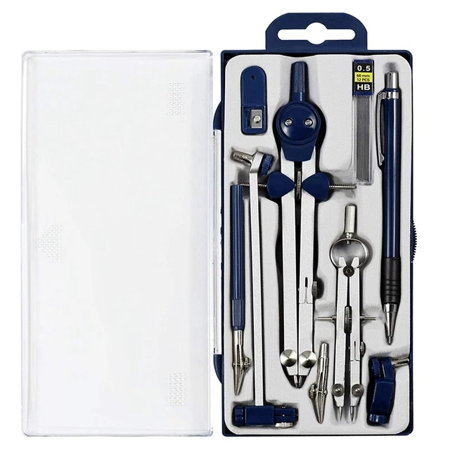 9Pc Geometry Set Metal  Geometry Precision Tool for Student, Circle Drawing L3J3