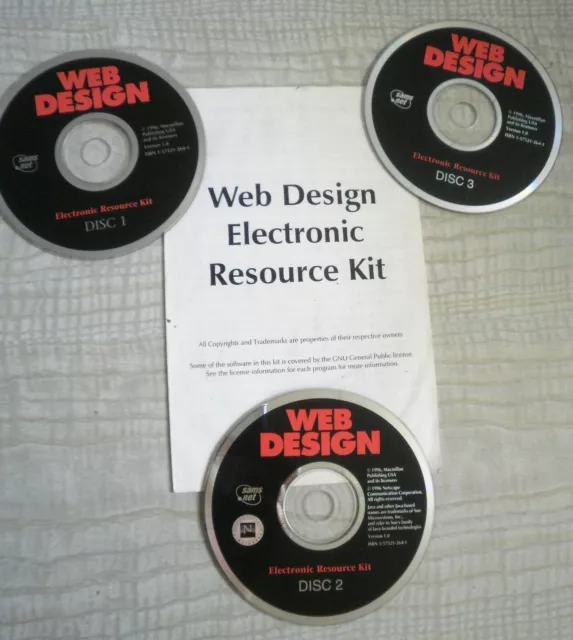 WEB DESIGN ELECTRONIC RESOURCE KIT on 3 x CD's - 1996