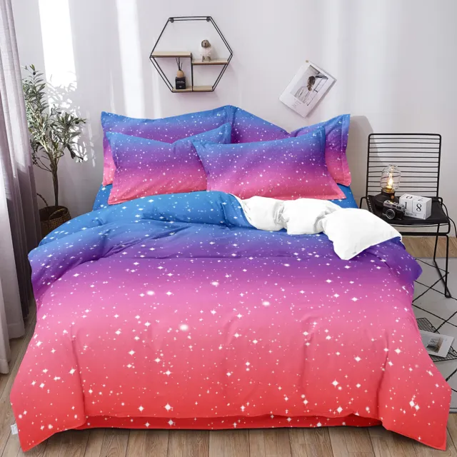 Pink Star Soft Doona/Duvet/Quilt Cover Set Double/Queen/King Size Bedding Linen