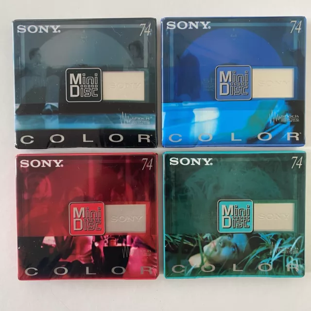 4x Genuine Sony Minidisc Blank MD 74 MINS COLOR MIX Recordable Audio Music NEW