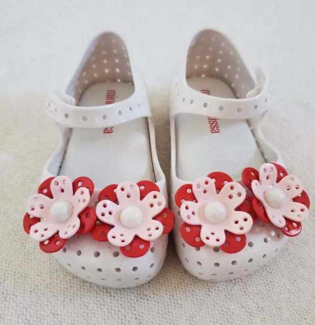 Mini Melissa Toddler Girls Shoes Pink Flower  Size 6 Furadinha Mary Jane Shoes