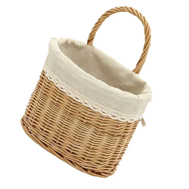 Porta Bomboniere Povxlum Cesto Portaoggetti Nel Tessuto Con Manico E Nastro Cestino Decorativo In Rattan