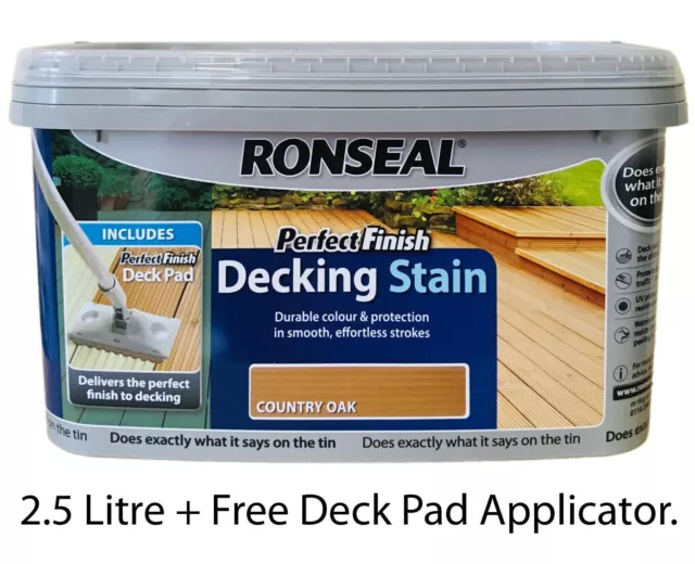 New 2.5L Ronseal Oak Decking Stain Outdoor Shed Fence Wood Preservative Paint