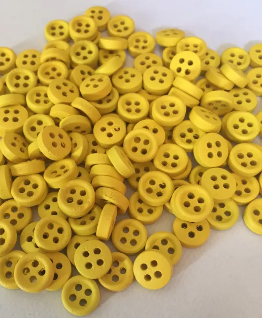 20 X Yellow 9mm Four Hole Wooden Buttons- Australian Supplier