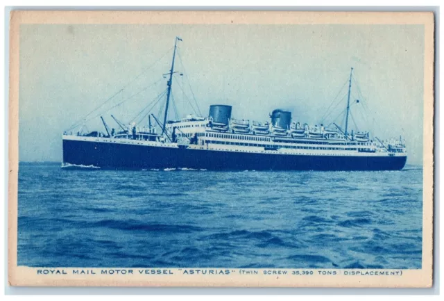 Royal Mail Motor Vessel Asturias South American Service Vintage Postcard