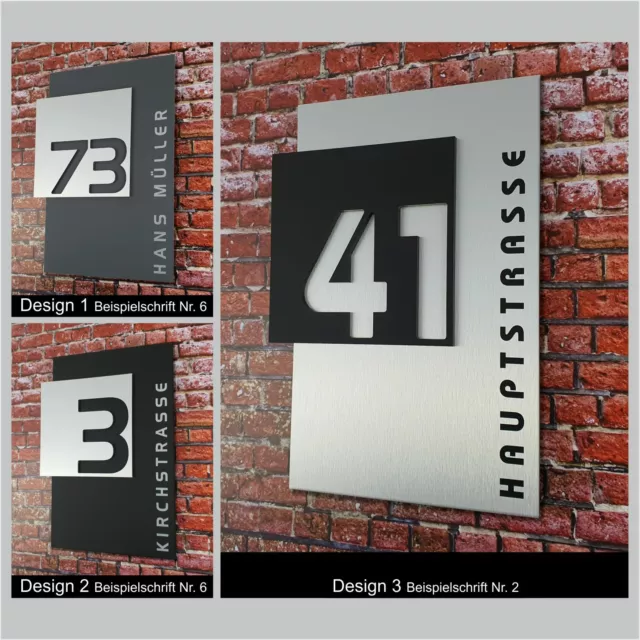 *3D Effekt XXL Hausnummer Schild anthrazit schwarz Edelstahl Design Acryl modern