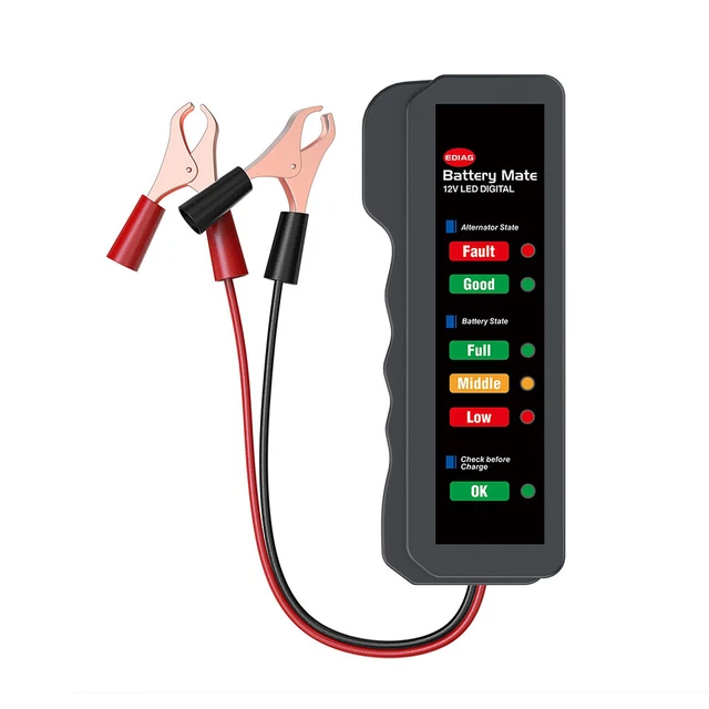 12V Car Battery Tester 6 LED Light Battery Alternator for Car Vehicle Motorcycle