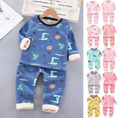 Infant Toddler Kids Baby Girl Warm Tops Soft Pajamas Set Sleepwear Outfit Set