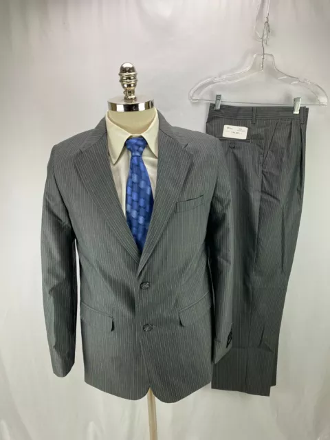 Van Heusen Boys Gray Pinstripe Suit 20R 29 x 30