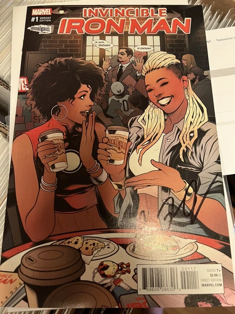 Invincible Iron Man #1 AMALGAM VARIANT RARE!!! Signed By Ariell Johnson!
