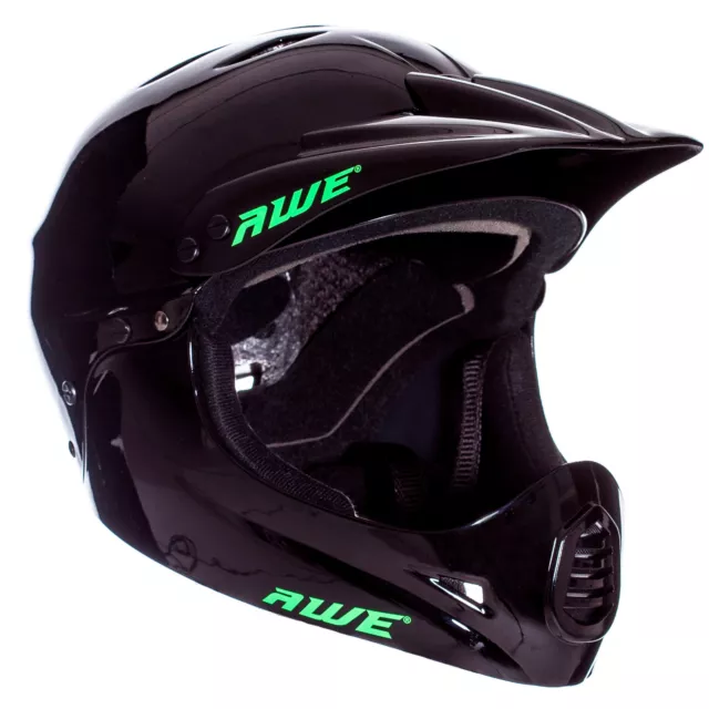 AWE® BMX Full Face Adult Helmet Black *Factory Second* 58-60cm CE Approved