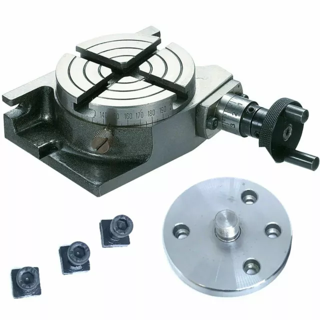 3” Inch Precision Rotary Table 80Mm Hv Low Profile 4 Milling Slots And Backplate