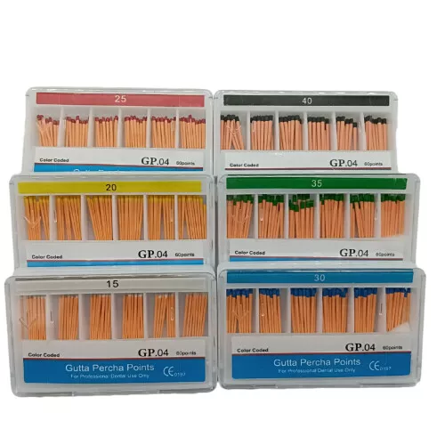 Dental Root Canal Endodontic Treatment Gutta Percha Points Taper .04/ 60 Points
