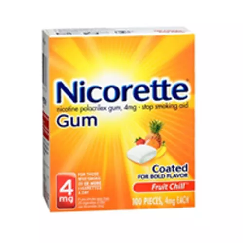 Nicorette Nicotine Polacrilex Gum Fruit Chill 100 Chaque