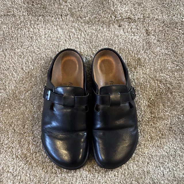 BIRKENSTOCK FOOTPRINTS BLACK ASHBY Clogs Slides Flats Sz 9  display picture 1