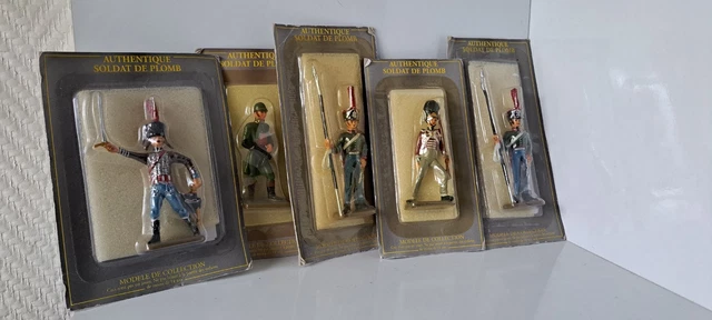 Lot De 5 Soldats En Plomb Peints Starlux / Almirall Palou - Époque Premier Empire - Échelle 1:32 (60mm)