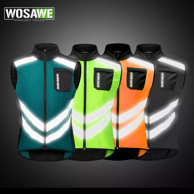 WOSAWE Men Cycling Vest Bike Reflective Waterproof Gilet Waistcoat Jacket Hi Viz