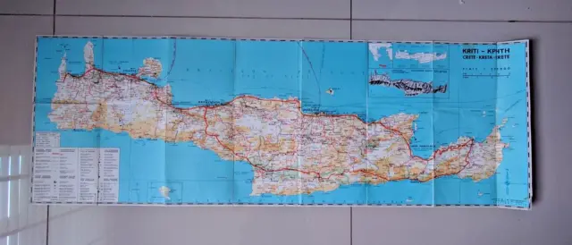 Crete Vintage Map / Poster Folding Paper Colour Map Undated