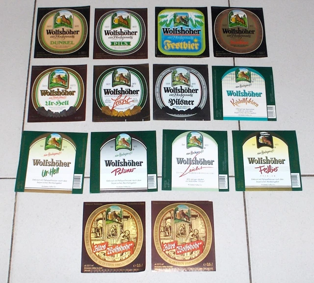 14 Etichette Birra WOLFSHOHER bier beer label PERFETTE etichetta Germania