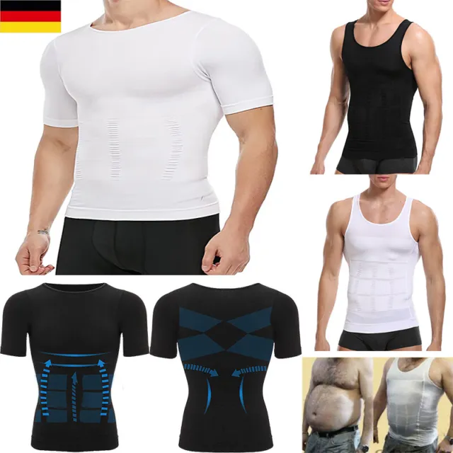 Herren Bauch Kompression Weste T-Shirt Körperformer Shapewear Unterwäsche Sport