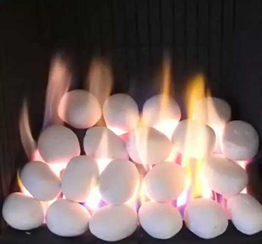 Gas Fire Replacement Pebbles 20 White Coals Stones 60Mm Living Flame Made In Uk