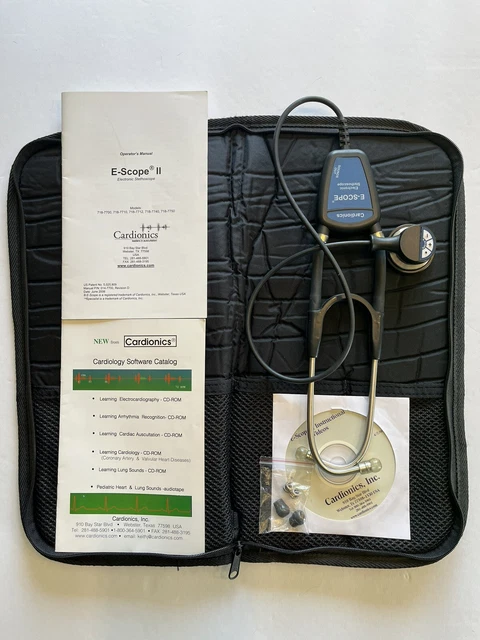 Cardionics 718-7700 E-Scope Electronic Stethoscope w/ Case - Tested