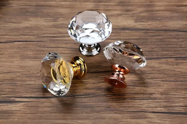 20-40mm Diamond Shape Design Crystal Glass Knobs Cupboard Drawer Pull...