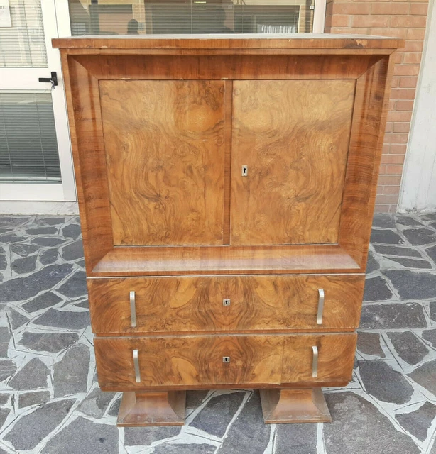 Secretaire  Bar Cabinet  Art Deco In Noce E Radica , Altissima Qualita' 1930-40