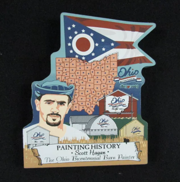 Ohio Bicentennial Barn Painter Scott Hagan CAT'S MEOW Shelf Sitter : Signed