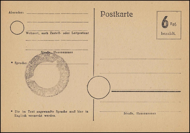 Behelfsausgabe Postkarte P 673, unklarer Ausgabekontrollstempel, ungebraucht