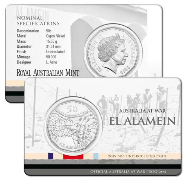 2015 50 Cent Uncirculated Coin: Australia At War - "El Alamein."