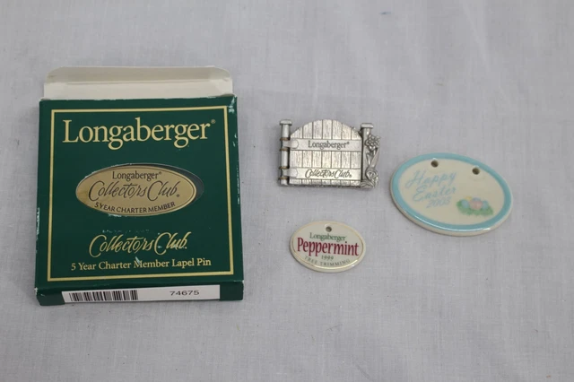 Longaberger Tie Ons Lot Easter 2003, Collector Club Gate Pin, Peppermint Divider