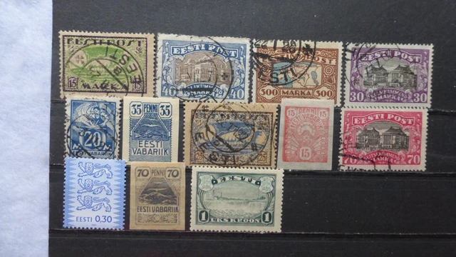Estland # Sammlung sehr alte Marken # 12 Marken # gestempelt + ungebraucht