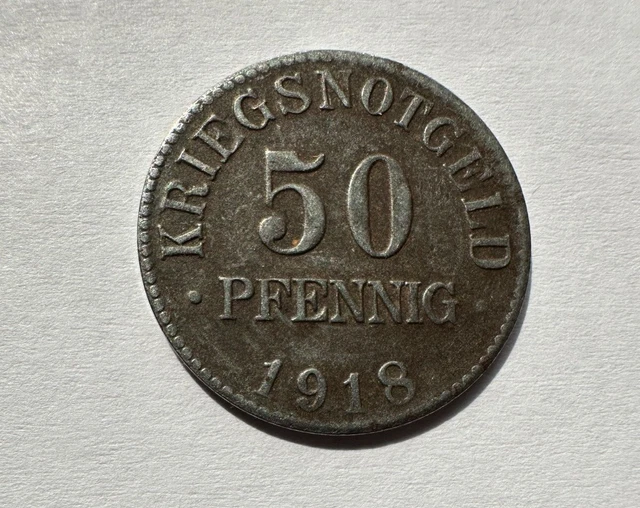 1918 Braunschweig Staat 50 Pfennig Notgeld Iron Coin Funck# 56.5