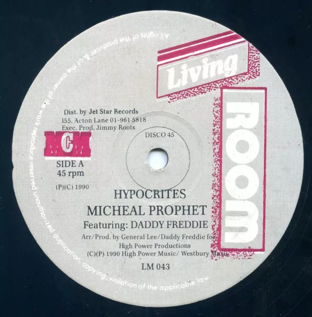 Michael Prohet & Daddy Freddy - Hypocrites / Version.  1990 Uk Dancehall 12"