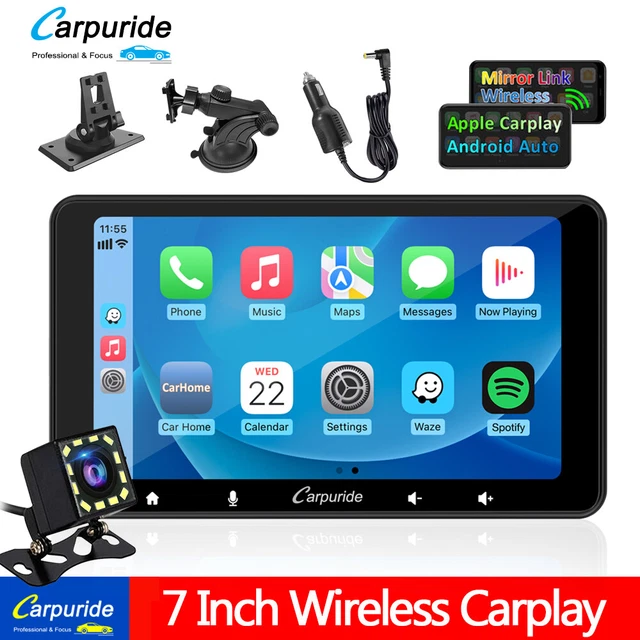 CARPURIDE 7& PORTABLE Wireless Apple Carplay Android auto Car Stereo
