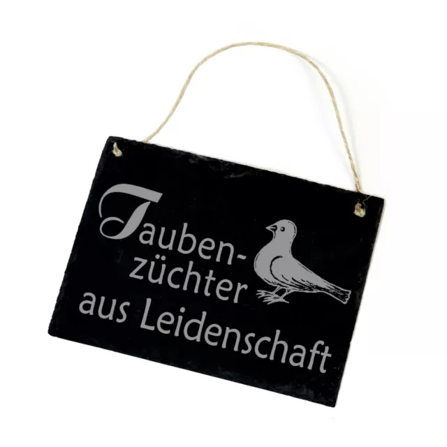 Schiefertafel Schild - Taubenzüchter aus Leidenschaft - Dekoschild 22 x 16 cm ✔️
